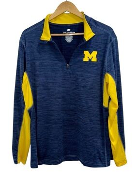 NEW Colosseum Michigan Wolverines Lightweight Quarter-Zip Pullover Navy & Yellow